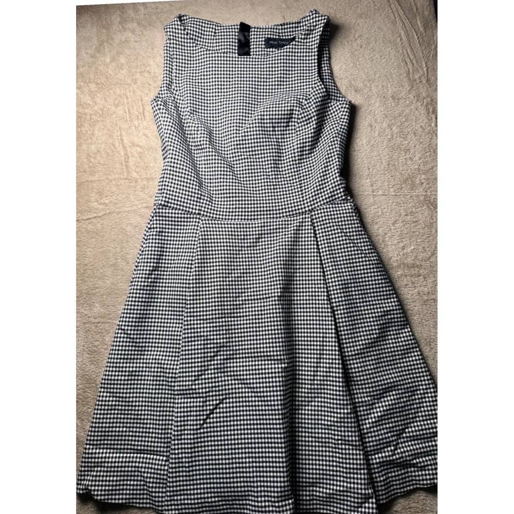 Pink Tartan Black White Gingham Fit and Flare Sleeveless Dress Size 2 Cottage‎